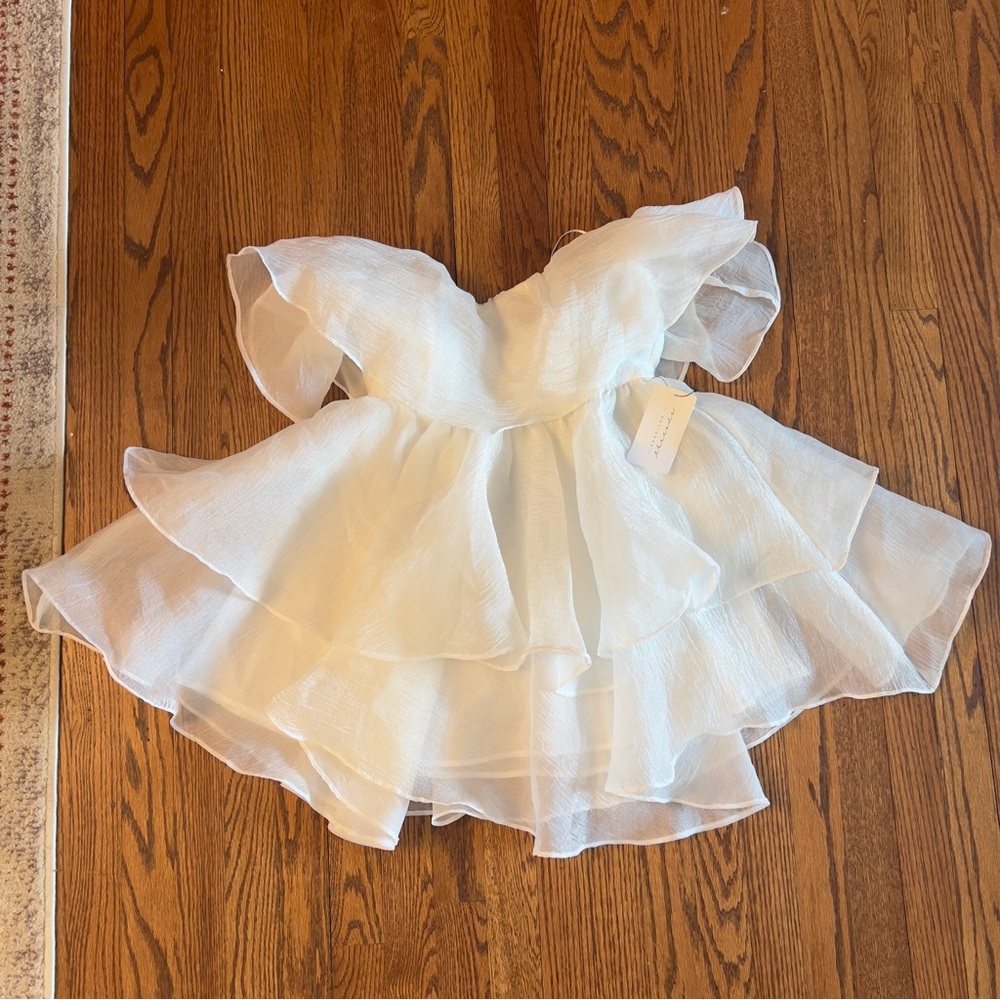 American Threads Alesia Strapless Tiered Organza Babydoll Mini Dress - Picture 5 of 6